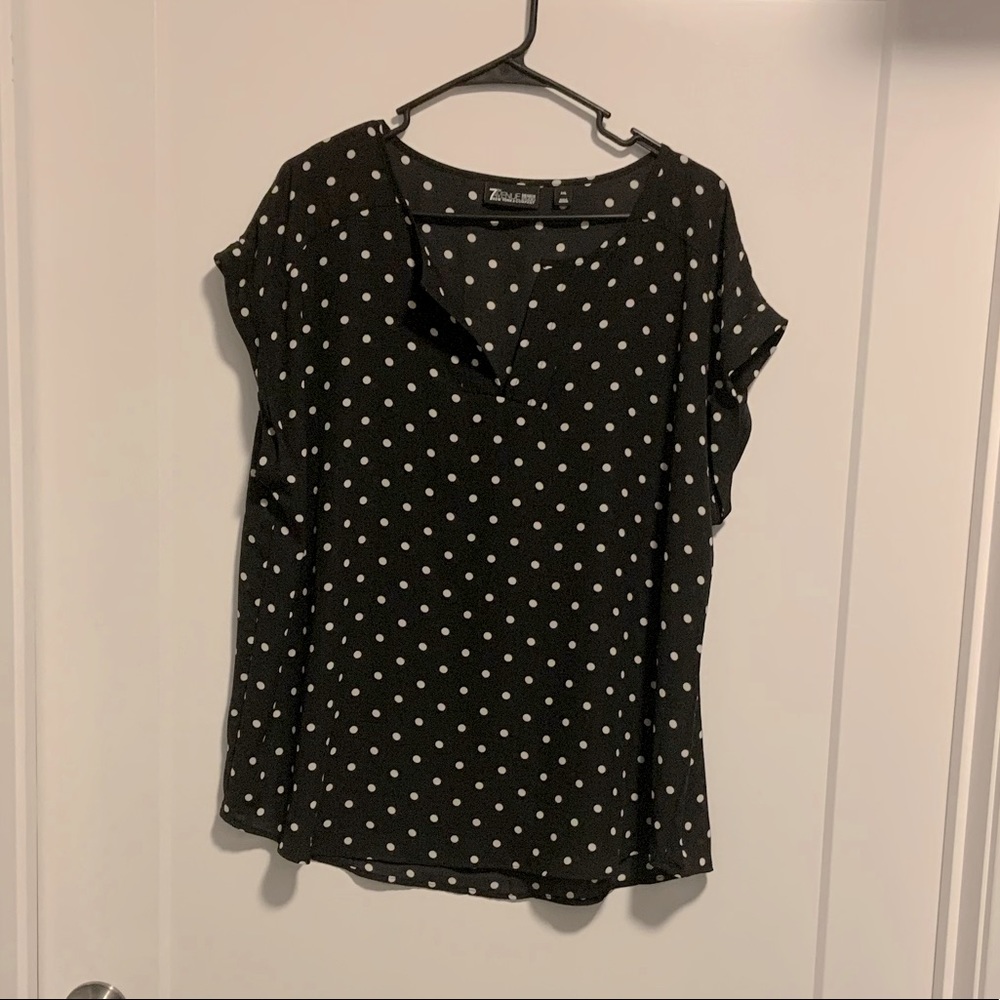 Black and white polka dot blouse